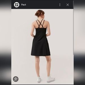 Pact brand organic Fit and Flare crossback strappy black dress (size small)